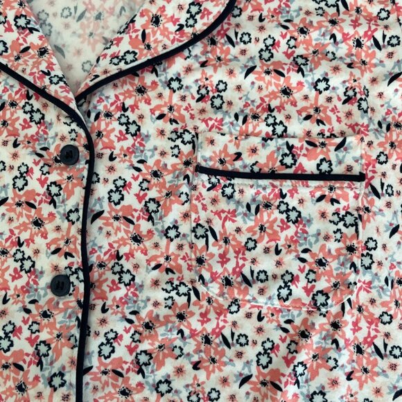 la Vie en Rose SS w Frill Button Down Floral Print Poly Pajama Top Wht P… - Picture 4 of 9